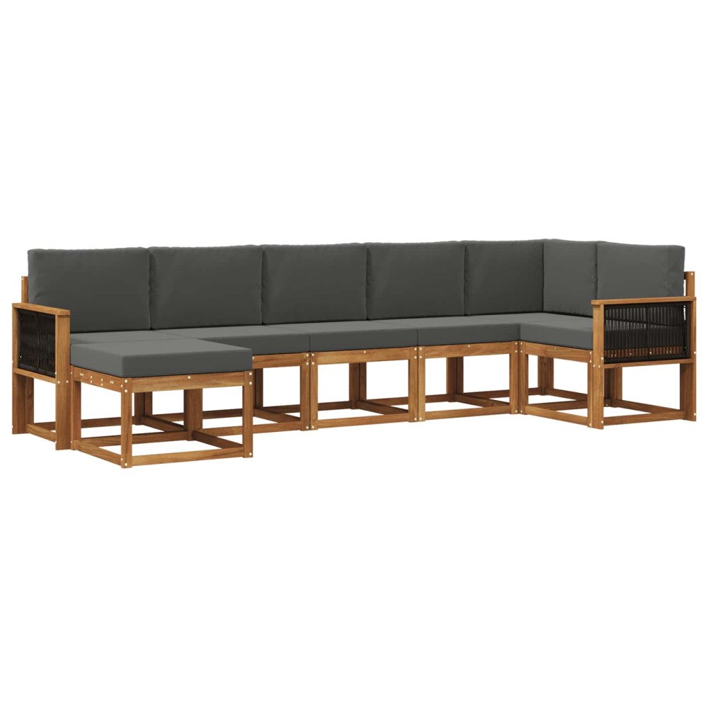 vidaXL Utomhussoffset 7 st Naturlig och Antracit Polyester