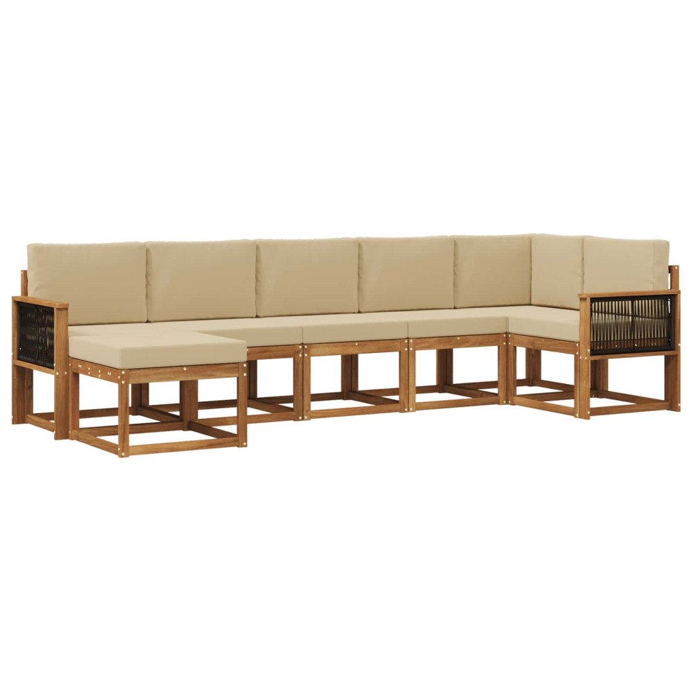 vidaXL Utomhussoffset 7 st Naturlig och Beige Polyester