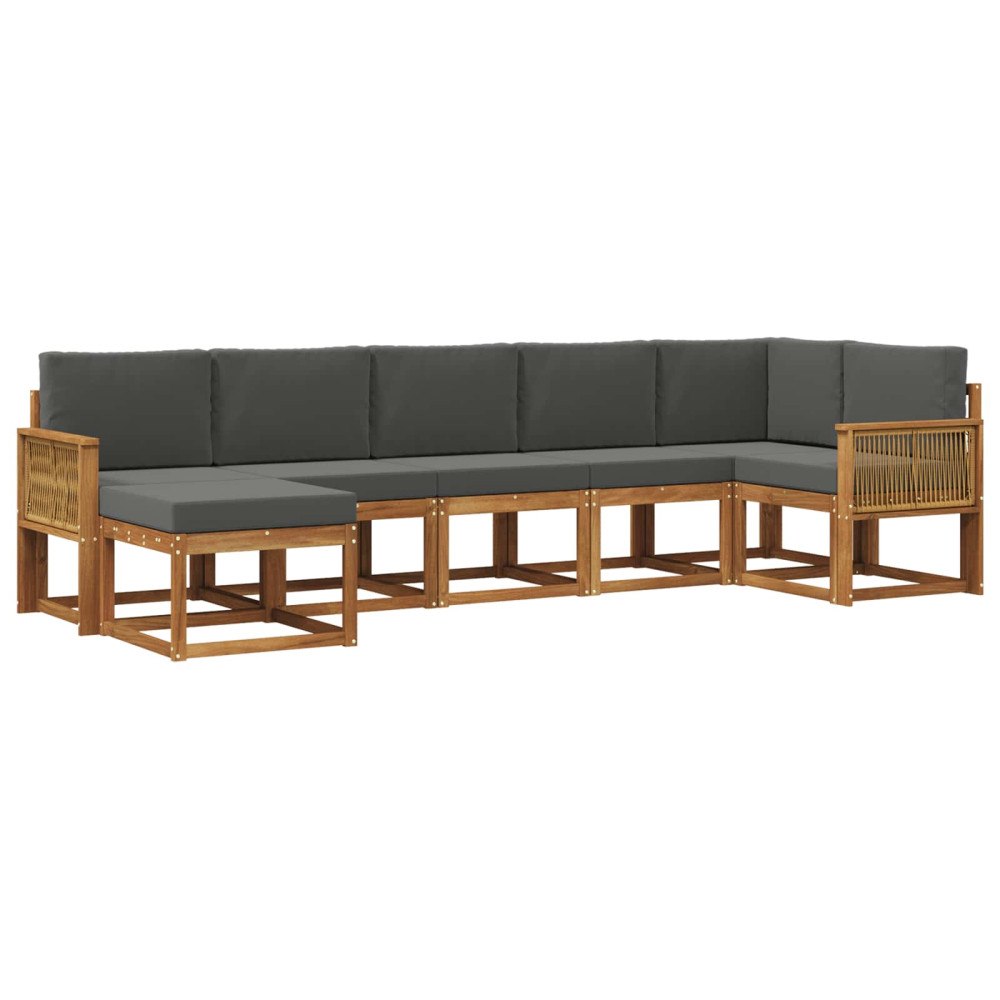 vidaXL Utomhussoffset 7 st Naturlig och Antracit Polyester