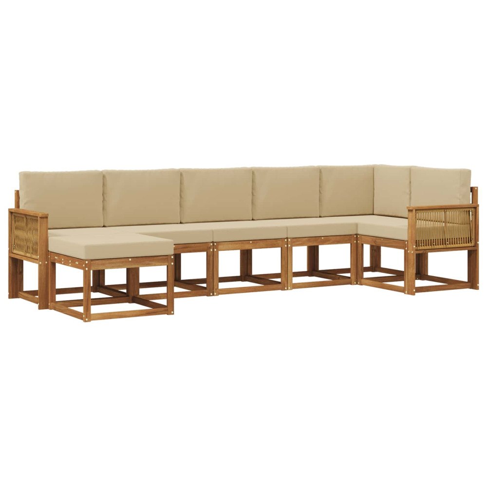 vidaXL Utomhussoffset 7 st Naturlig och Beige Polyester