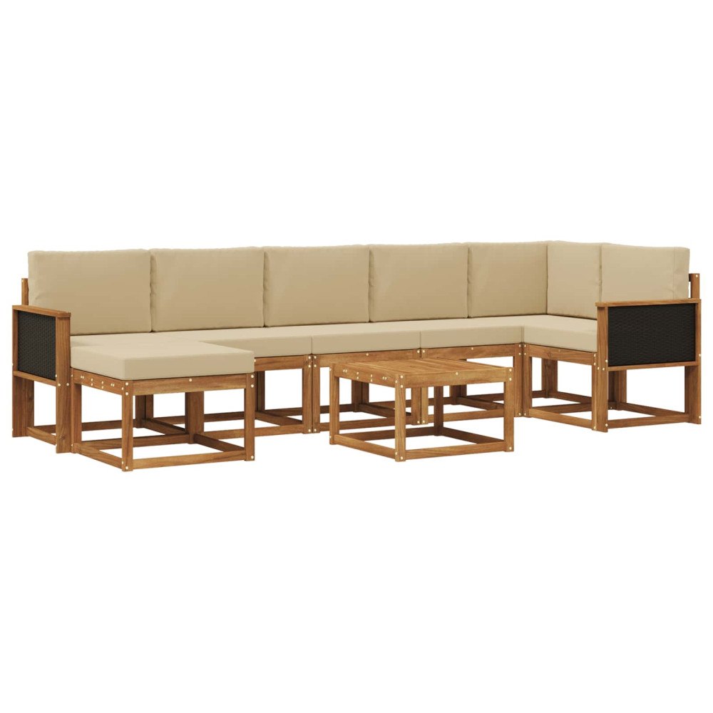 vidaXL Utomhussoffset 8 st Naturlig och Beige Polyester