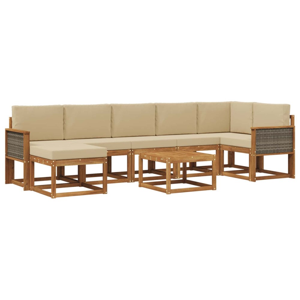 vidaXL Utomhussoffset 8 st Naturlig och Beige Polyester