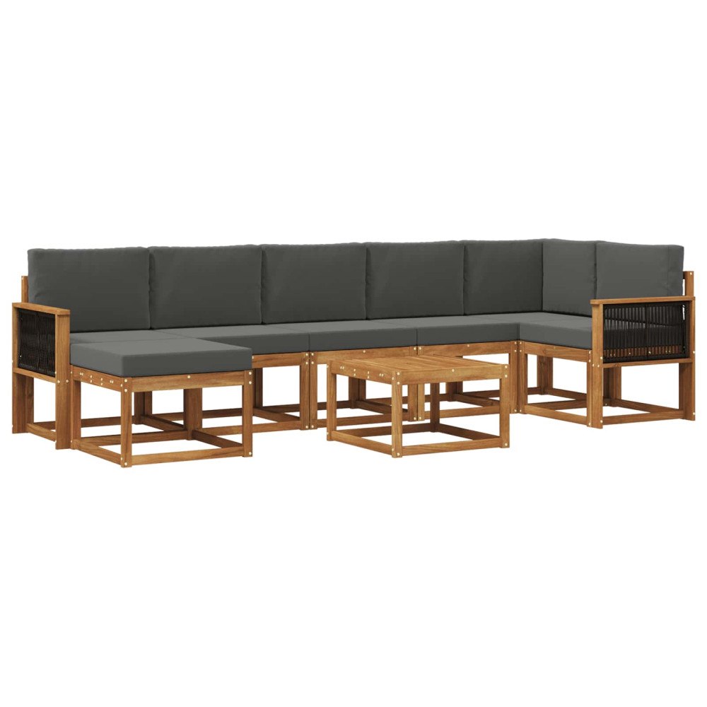 vidaXL Utomhussoffset 8 st Naturlig och Antracit Polyester
