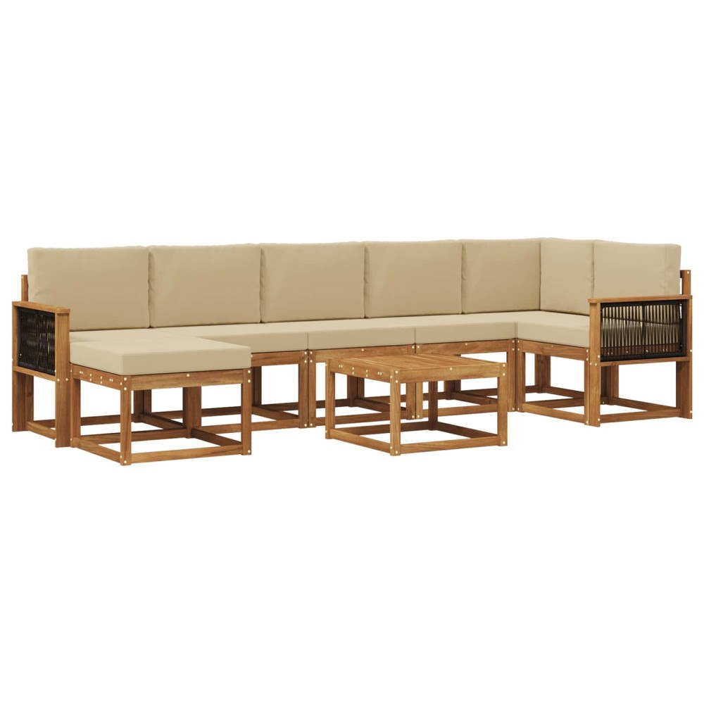 vidaXL Utomhussoffset 8 st Naturlig och Beige Polyester