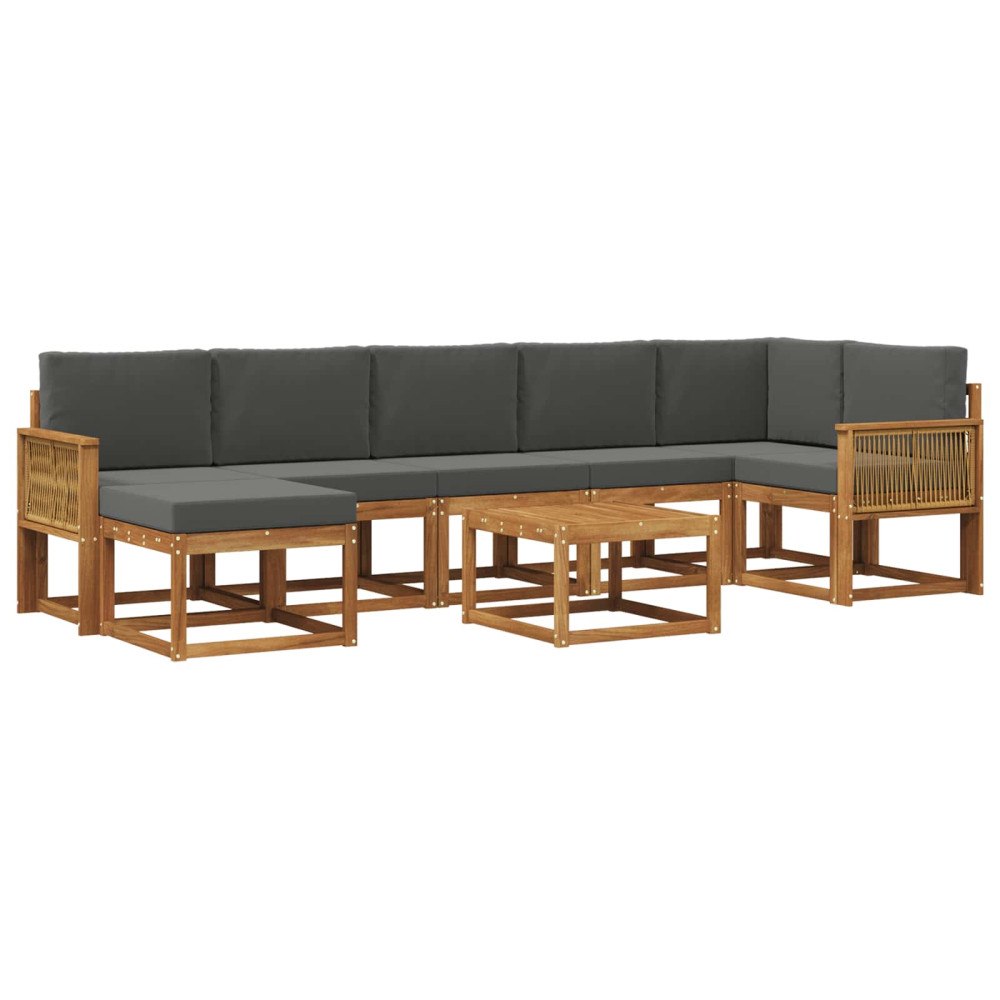 vidaXL Utomhussoffset 8 st Naturlig och Antracit Polyester