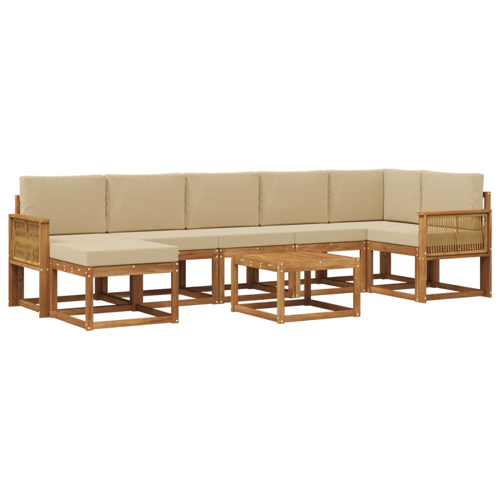 vidaXL Utomhussoffset 8 st Naturlig och Beige Polyester