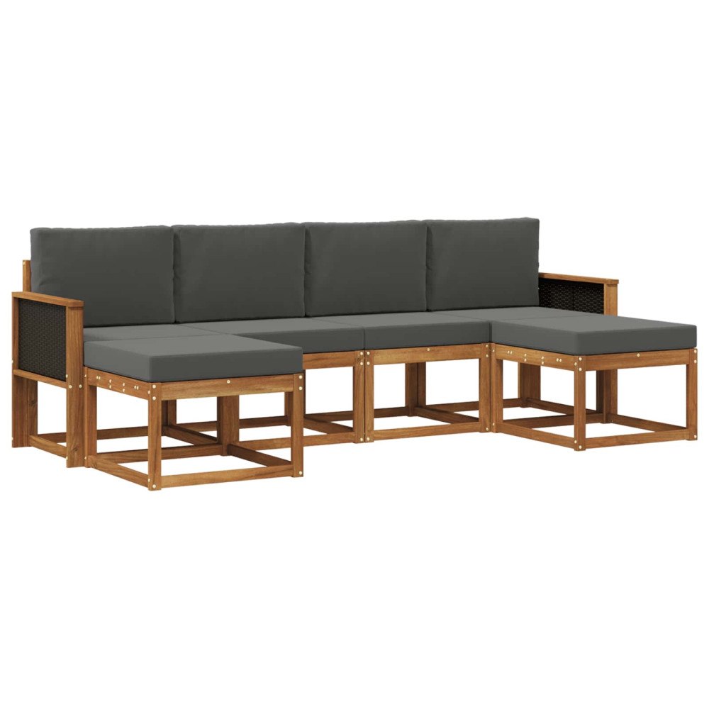 vidaXL Utomhussoffset 6 st Naturlig och Antracit Polyester