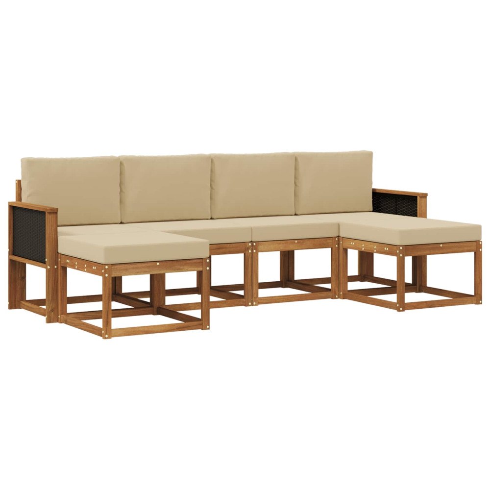 vidaXL Utomhussoffset 6 st Naturlig och Beige Polyester