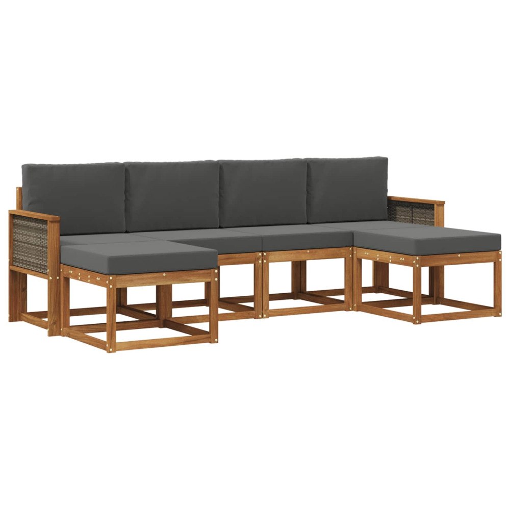 vidaXL Utomhussoffset 6 st Naturlig och Antracit Polyester