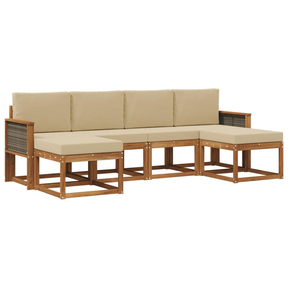 vidaXL Utomhussoffset 6 st Naturlig och Beige Polyester