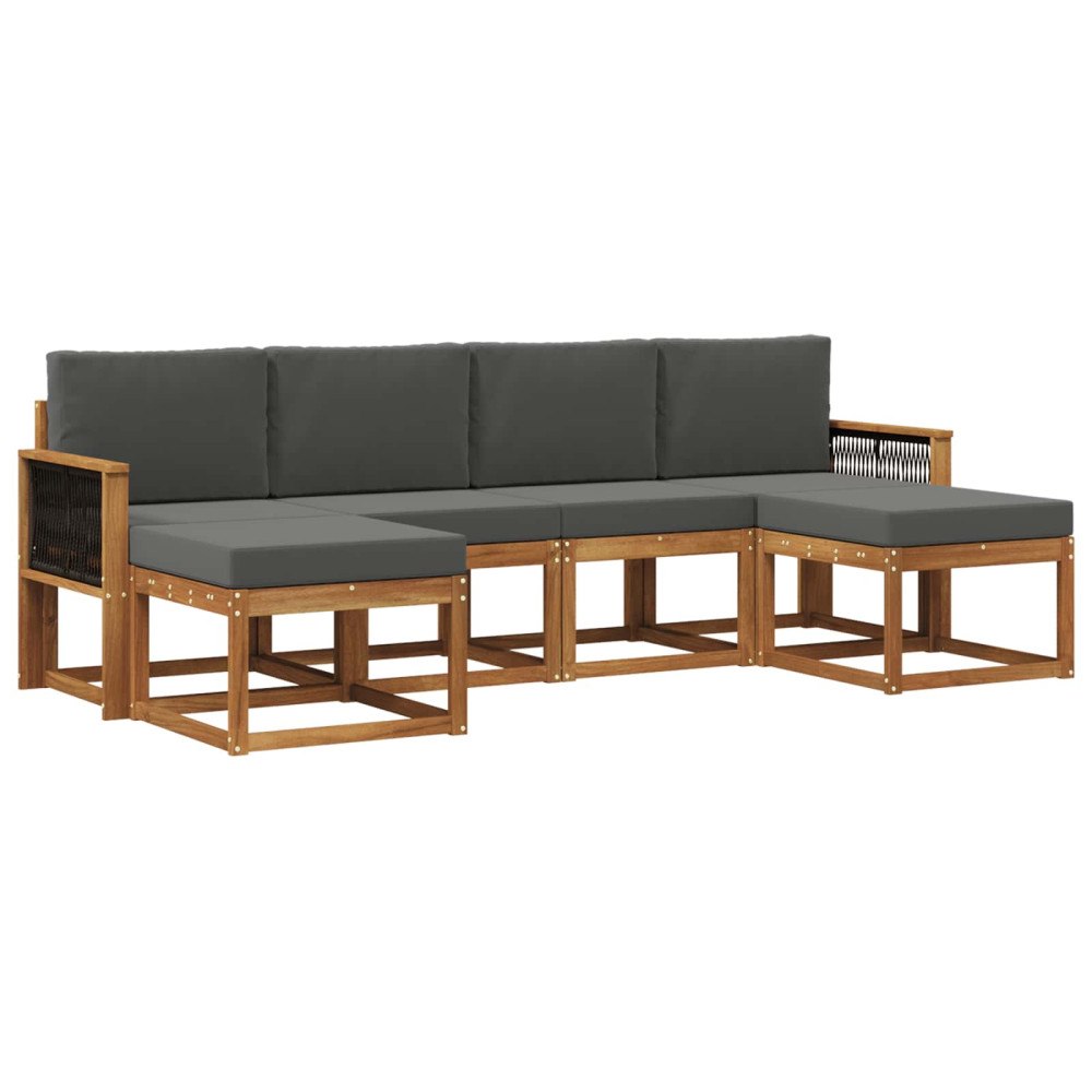 vidaXL Utomhussoffset 6 st Naturlig och Antracit Polyester