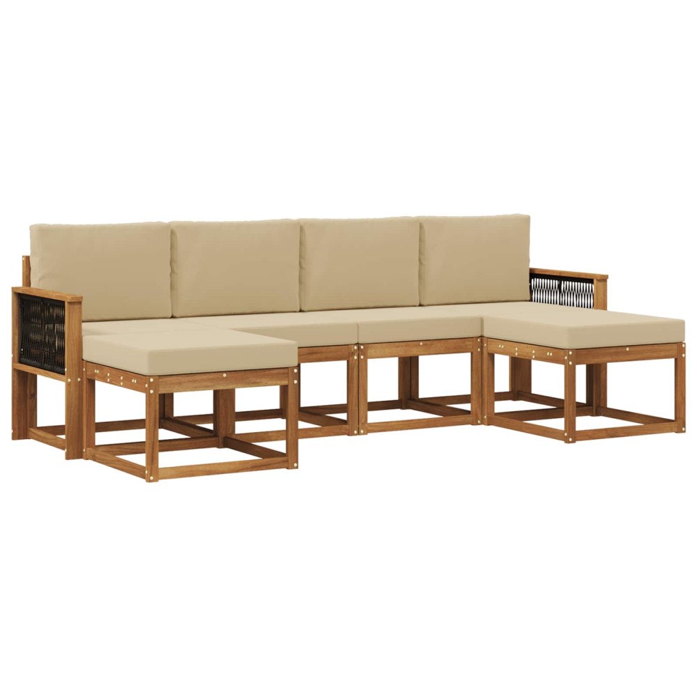 vidaXL Utomhussoffset 6 st Naturlig och Beige Polyester