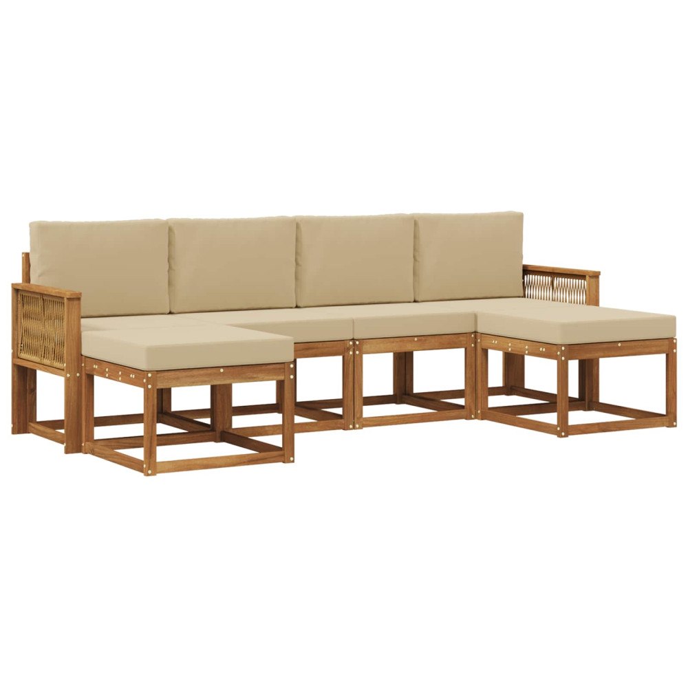 vidaXL Utomhussoffset 6 st Naturlig och Beige Polyester