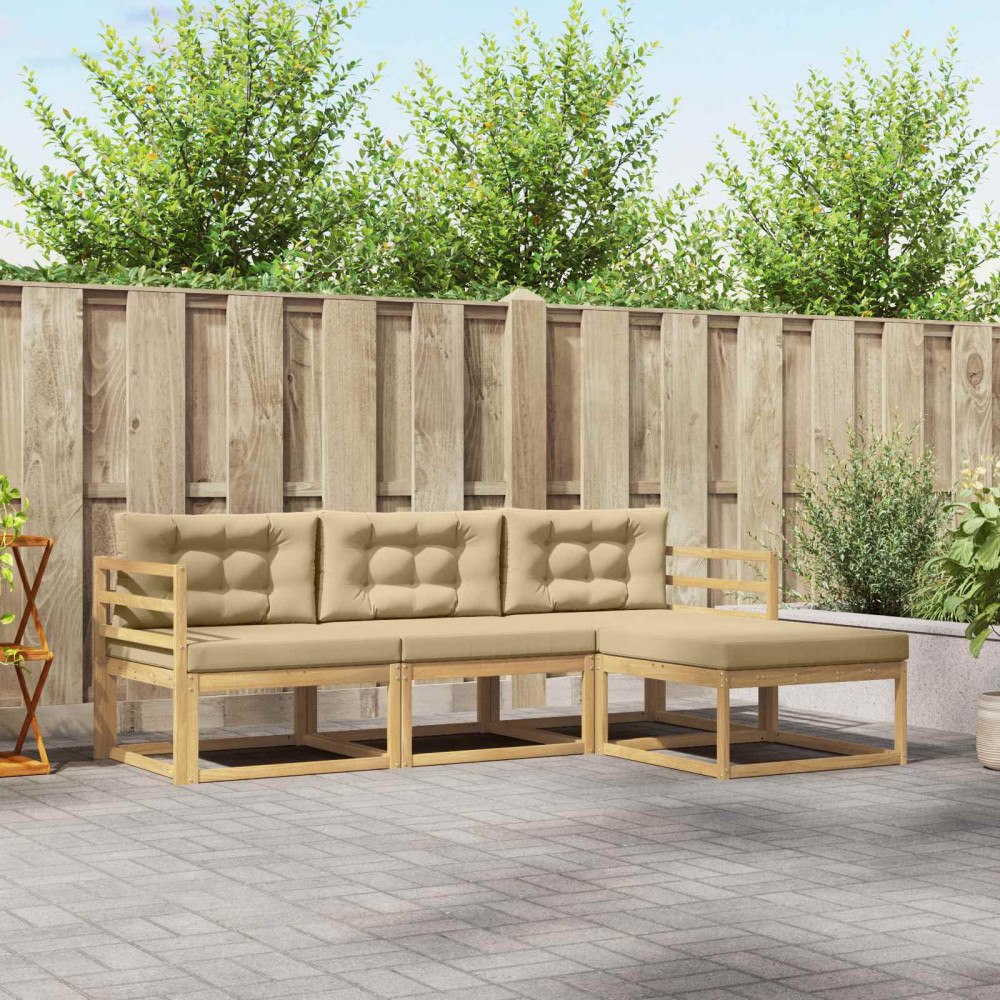 vidaXL Utomhussoffset 4 st Vit och Beige Polyester