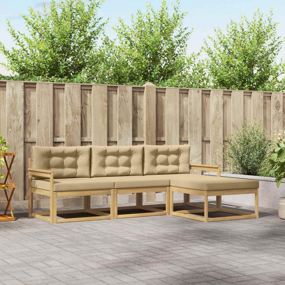 vidaXL Utomhussoffset 4 st Vit och Beige Polyester