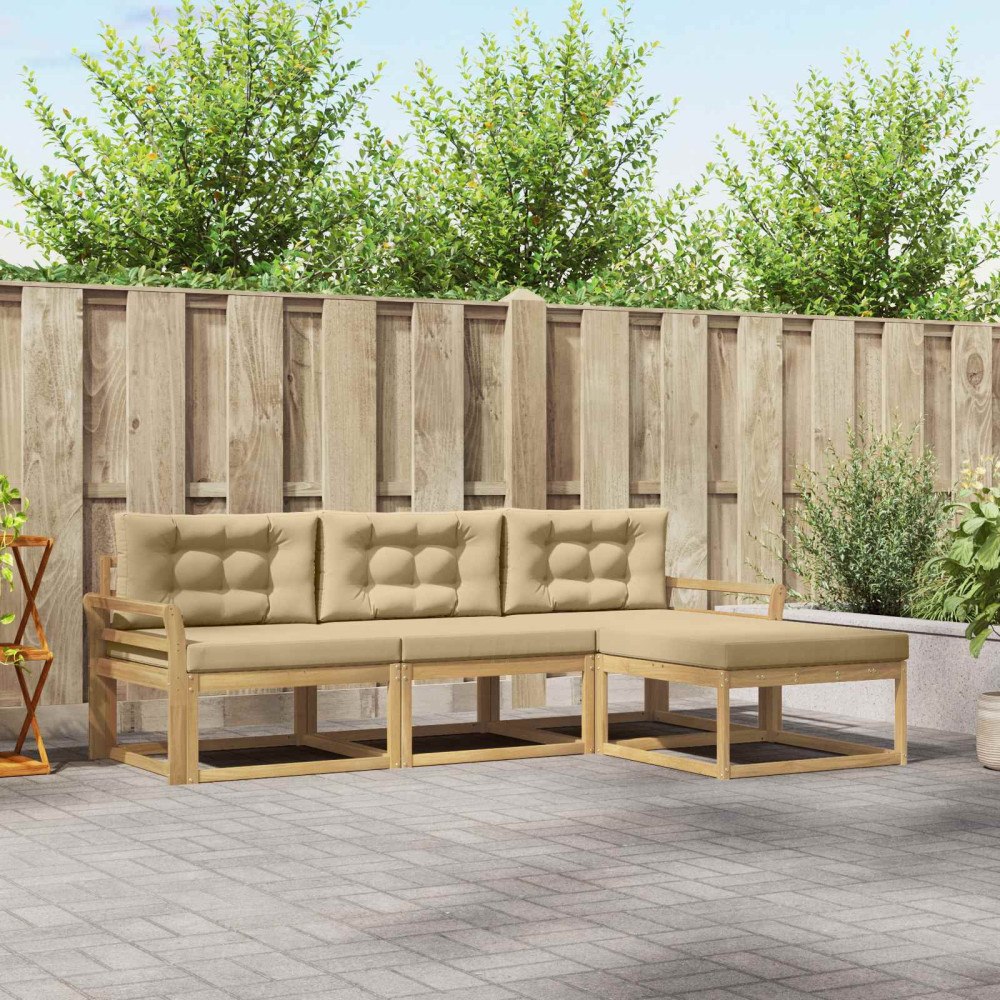 vidaXL Utomhussoffset 4 st Vit och Beige Polyester