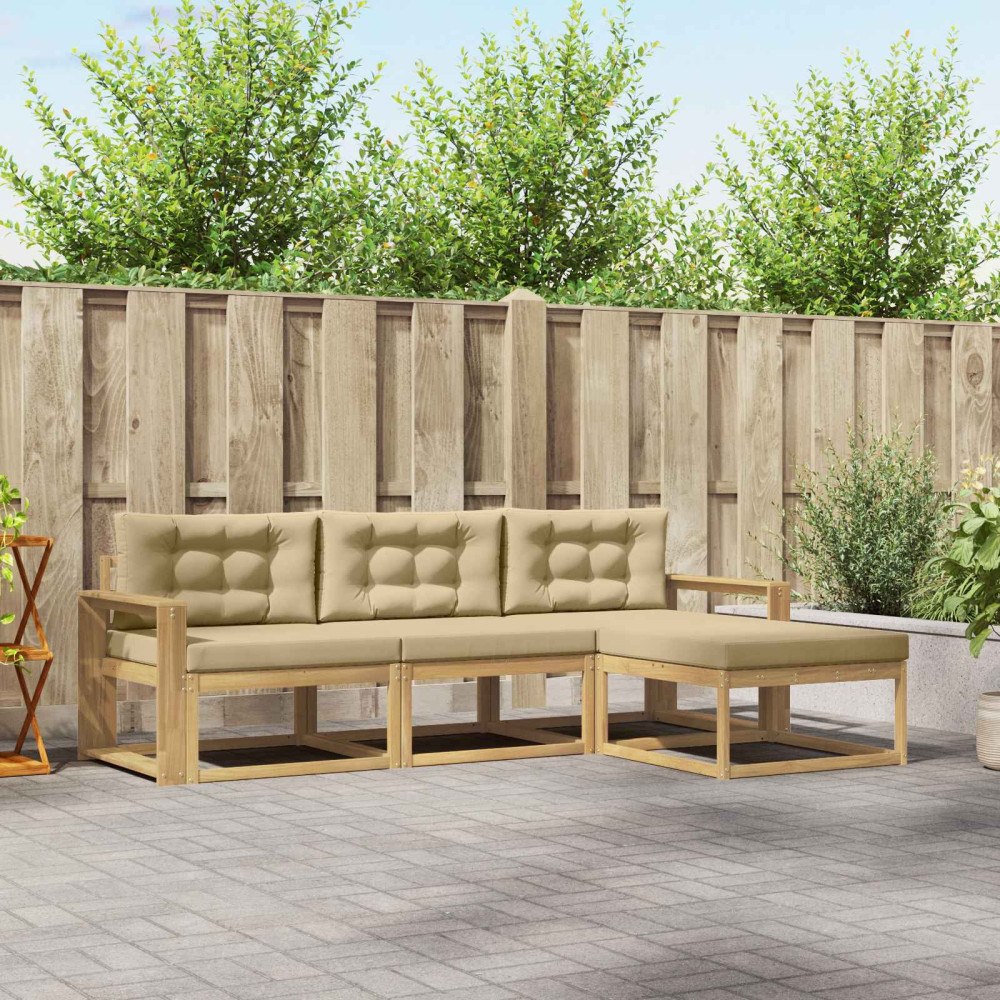 vidaXL Utomhussoffset 4 st Vit och Beige Polyester