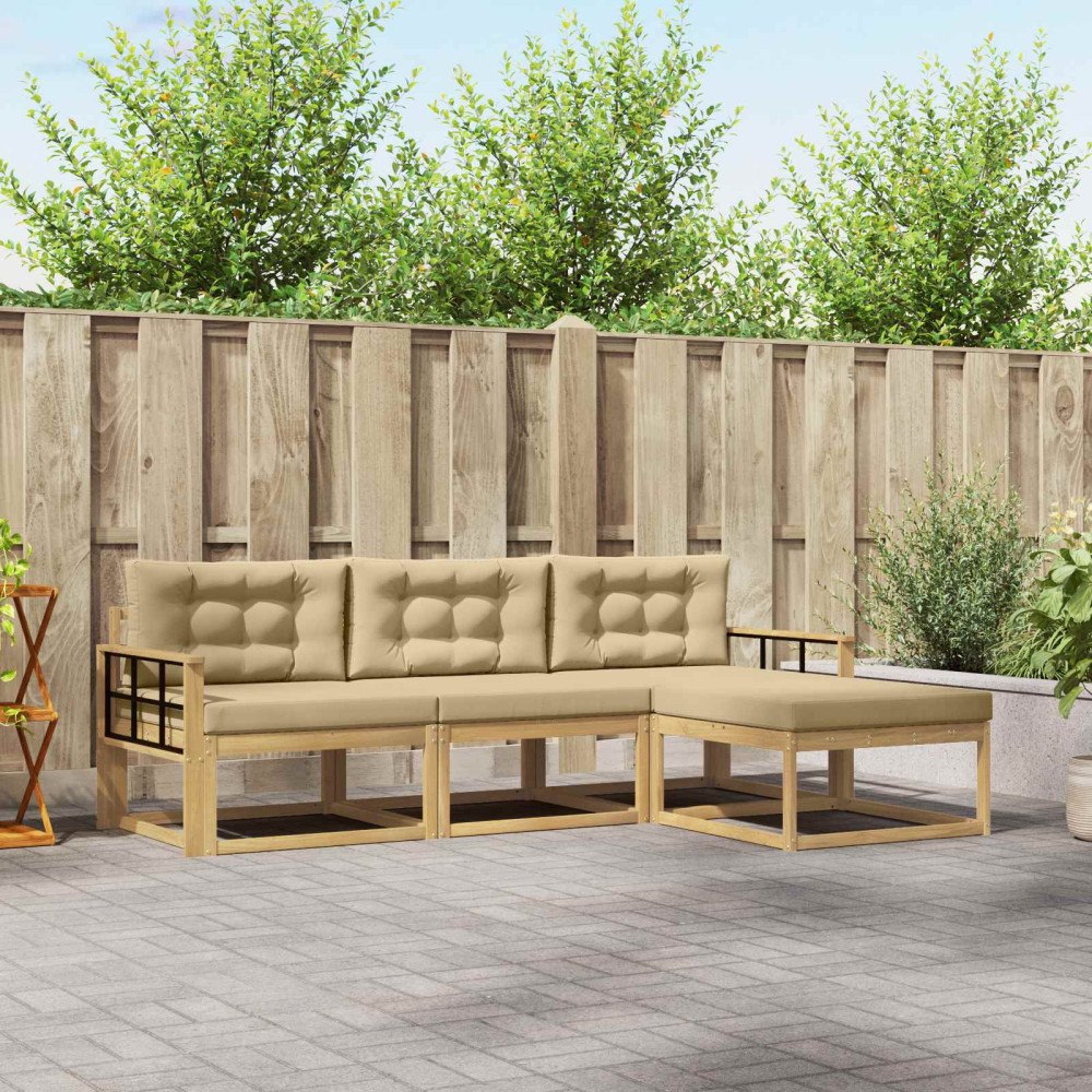 vidaXL Utomhussoffset 4 st Vit och Beige Polyester