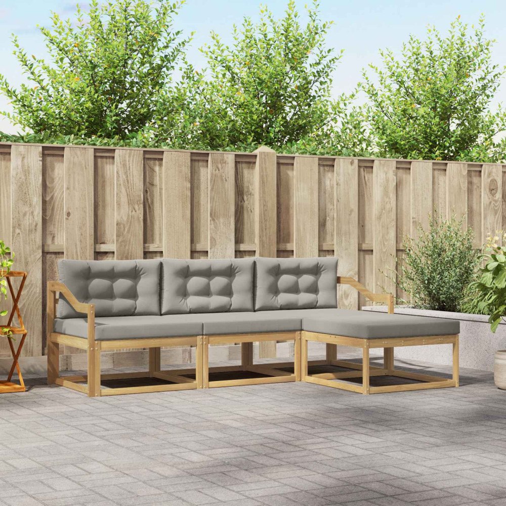 vidaXL Utomhussoffset 4 st Vit och ljusgrå Polyester