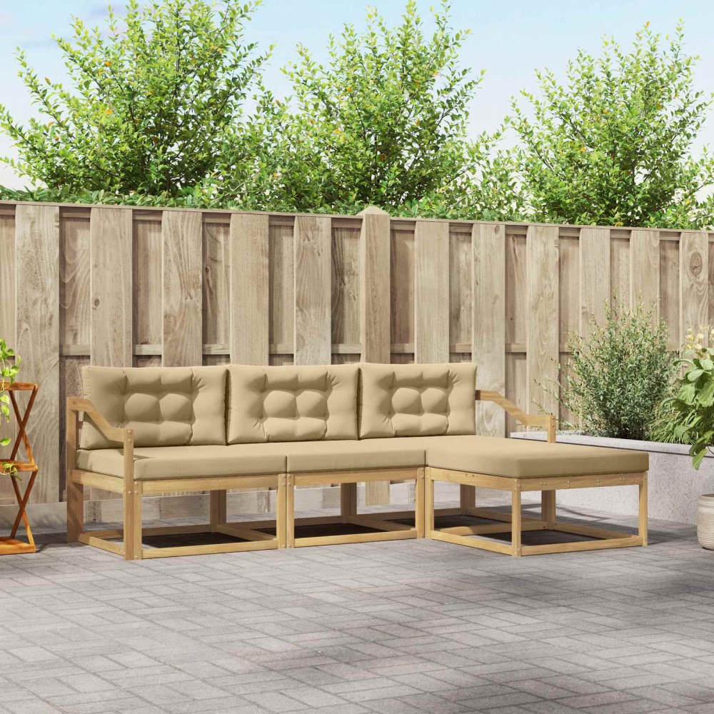 vidaXL Utomhussoffset 4 st Vit och Beige Polyester
