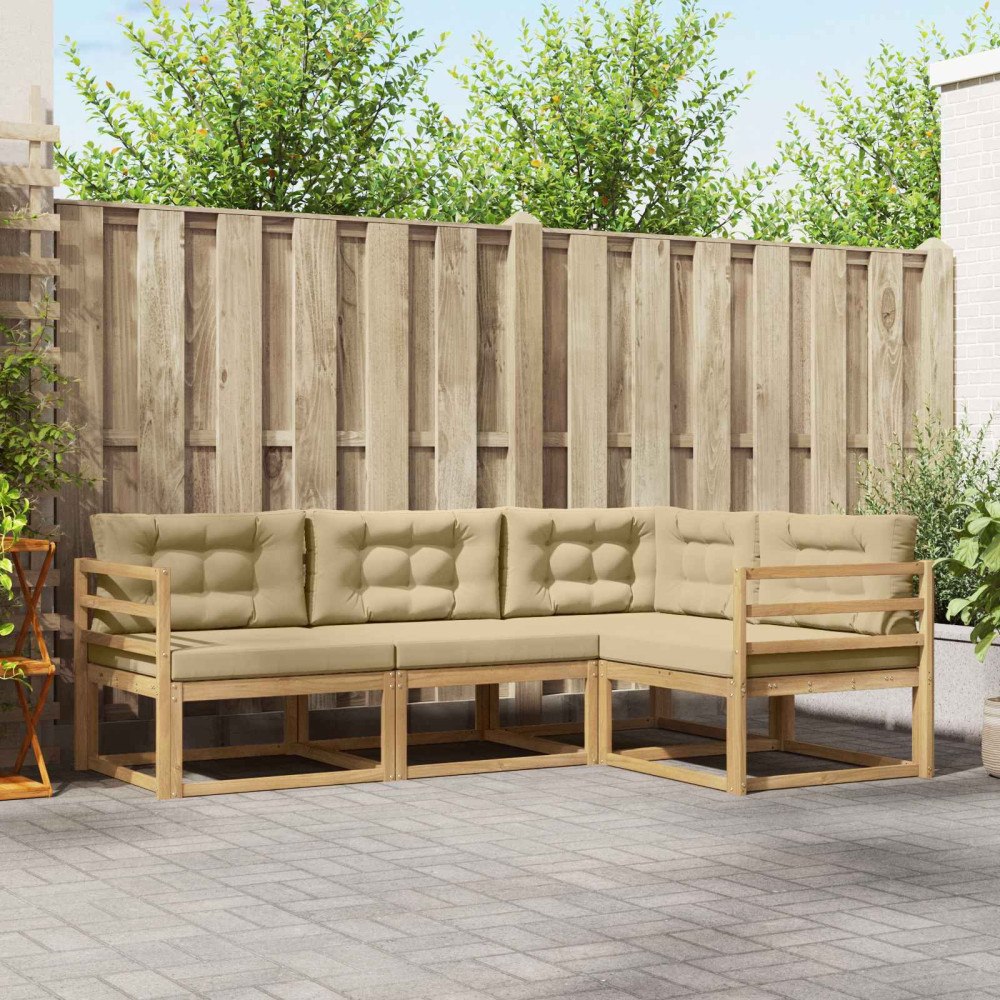 vidaXL Utomhussoffset med kudde 3 pcs Vit och Beige Polyester