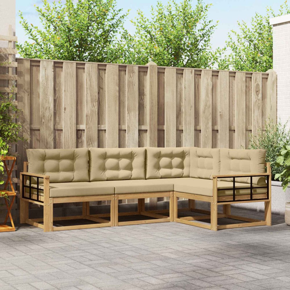 vidaXL Utomhussoffset med kudde 3 pcs Vit och Beige Polyester