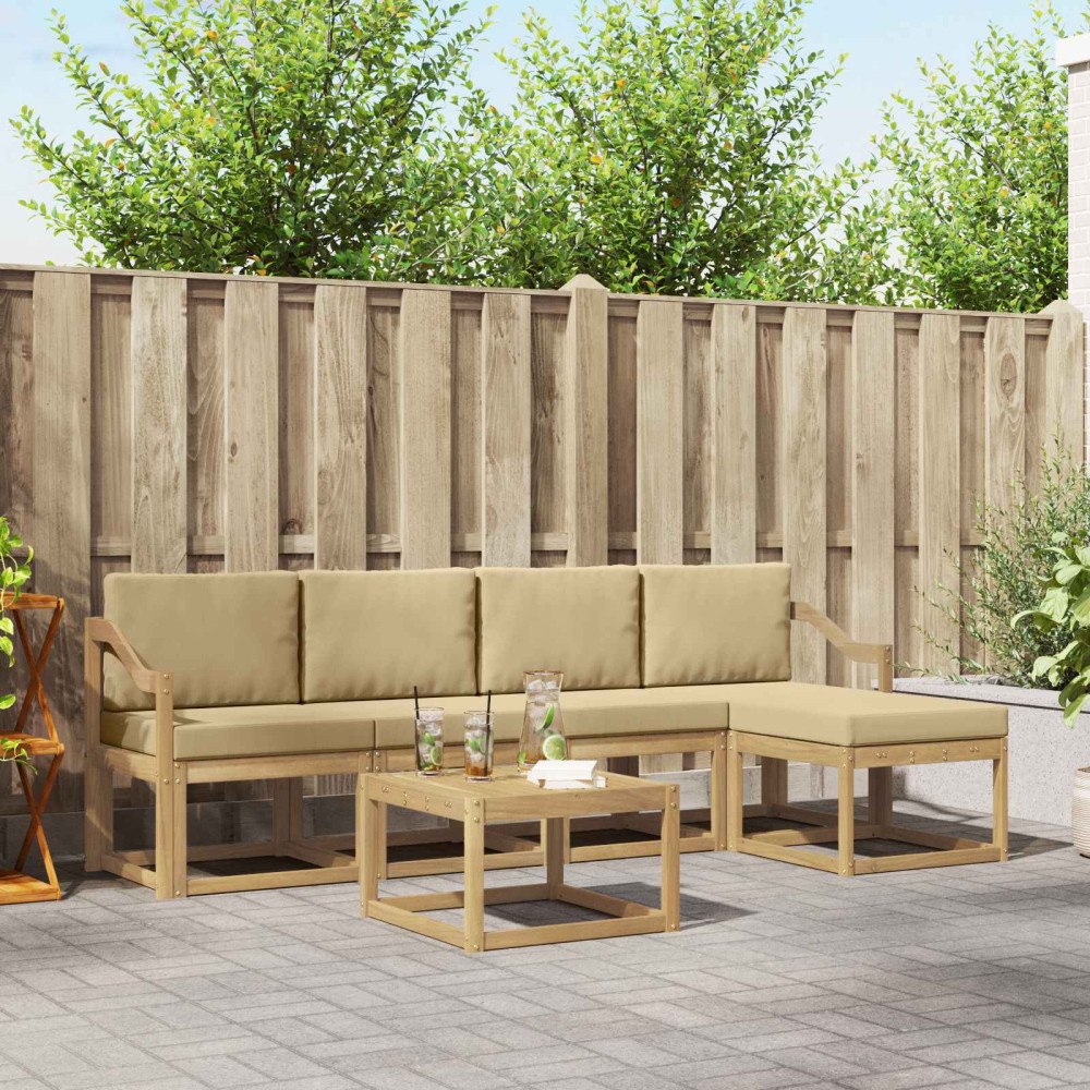 vidaXL Utomhussoffset med kudde 6 pcs Vit och Beige