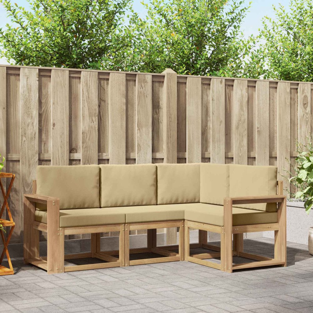 vidaXL Utomhussoffset 4 pcs Vit och Beige