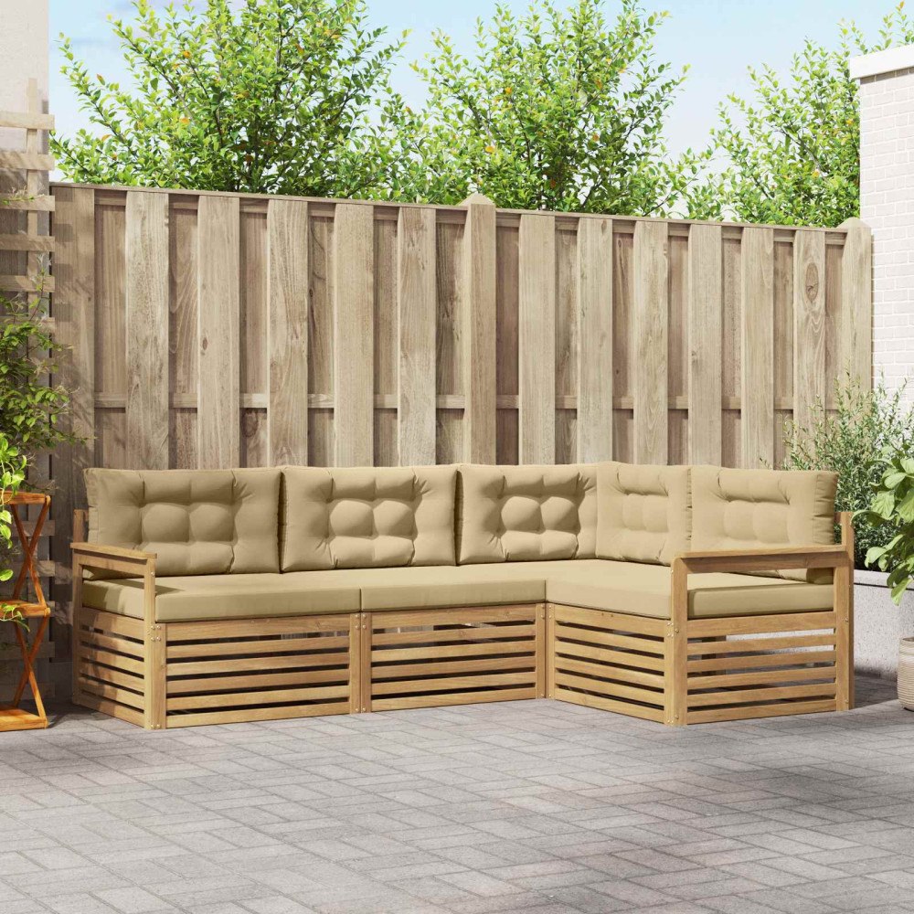vidaXL Utomhussoffset 5 st Vit och Beige Polyester