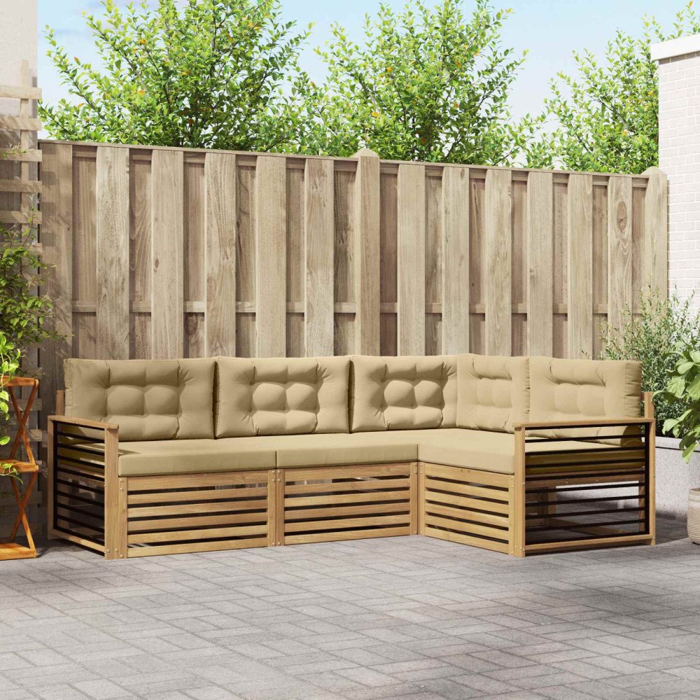 vidaXL Utomhussoffset 5 st Vit och Beige Polyester