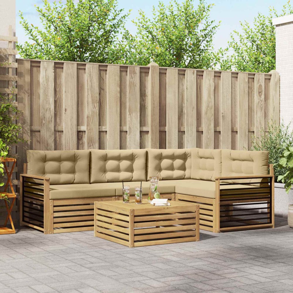 vidaXL Utomhussoffset 6 st Vit och Beige Polyester