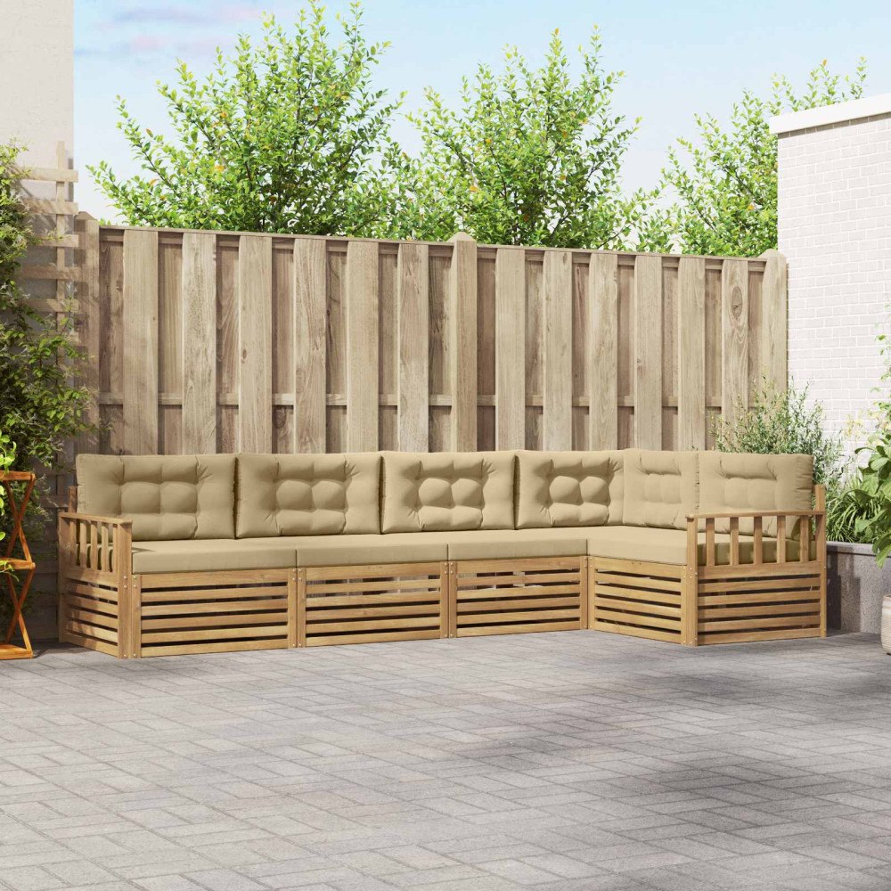 vidaXL Utomhussoffset 6 st Vit och Beige Polyester