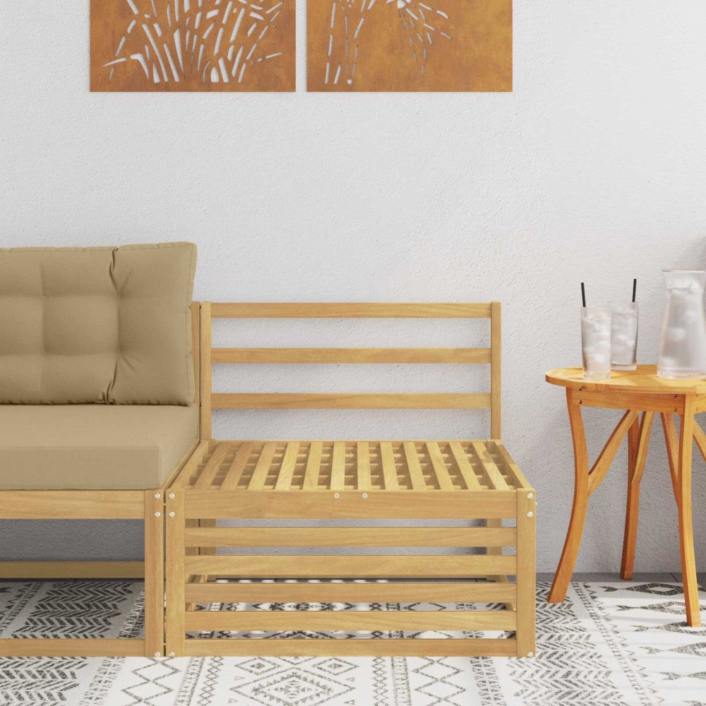 vidaXL Utomhus Mellansoffa Massivt Akaciaträ Vit 83 x 79 x 73 cm