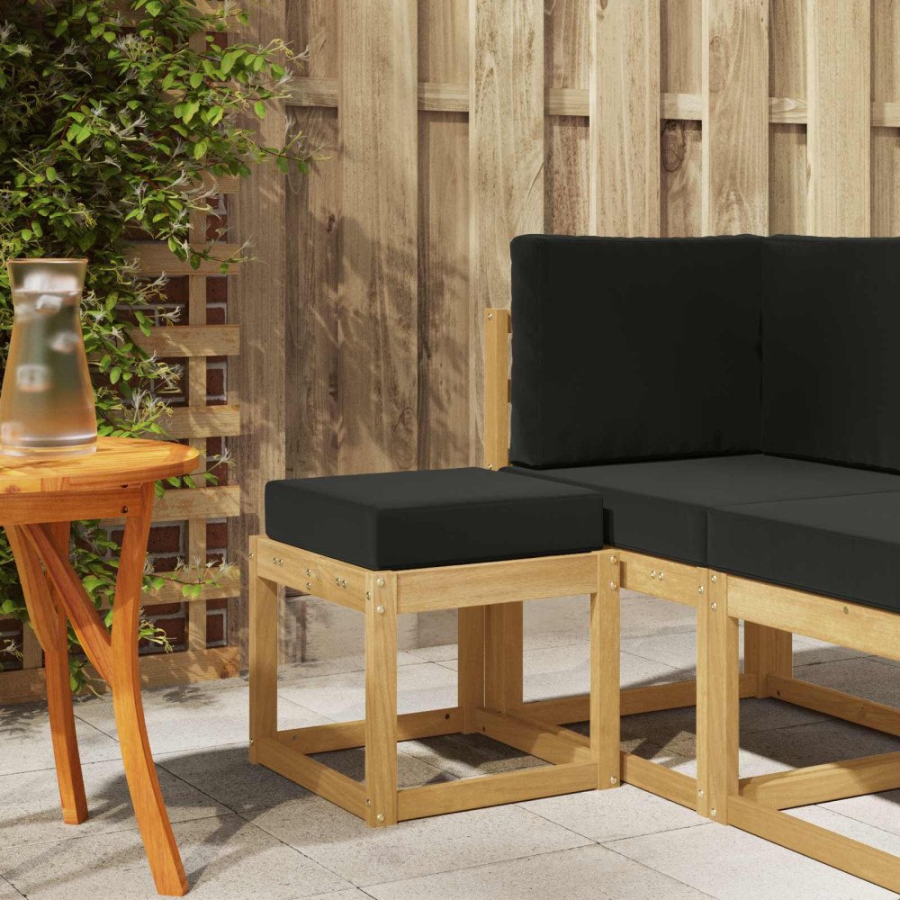vidaXL Utomhuspall med kudde Vit 43 x 43 x 45 cm Massivt Akaciaträ