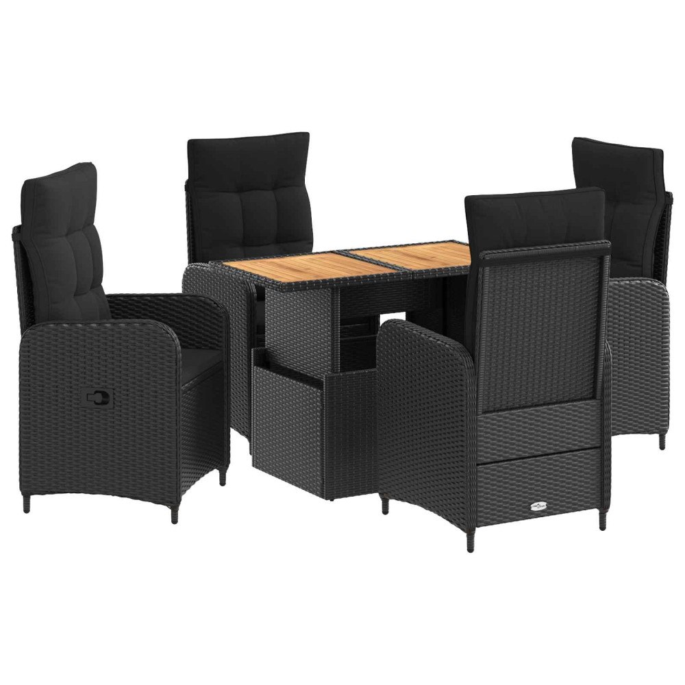 vidaXL Utomhusmatbord 5 pcs Svart