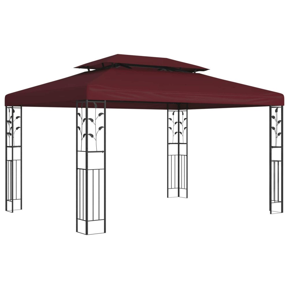 vidaXL Paviljong 3,97 x 2,96 x 2,68 m Vinröd Polyester och Stål