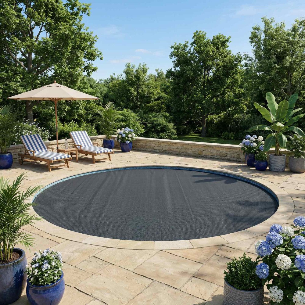 vidaXL Solar Pool Cover Tung Kvalitet Svart Ø 381 cm 200 μm PE