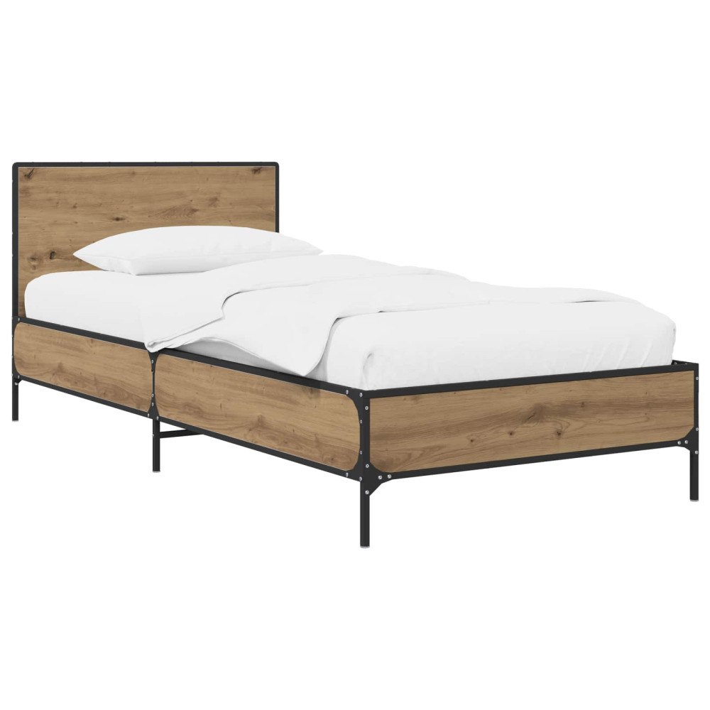 vidaXL Sängram med huvudgavel Artisan-ek 80 x 200 cm Konstruerat trä