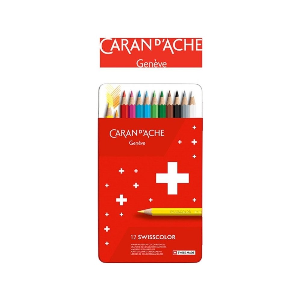 Caran d`Arche CARAN D'ACHE färgpennor Swisscolor, 12 st i metallfodral, va...