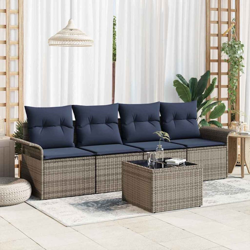 vidaXL Soffset med kudde 5 pcs Grå konstrotting