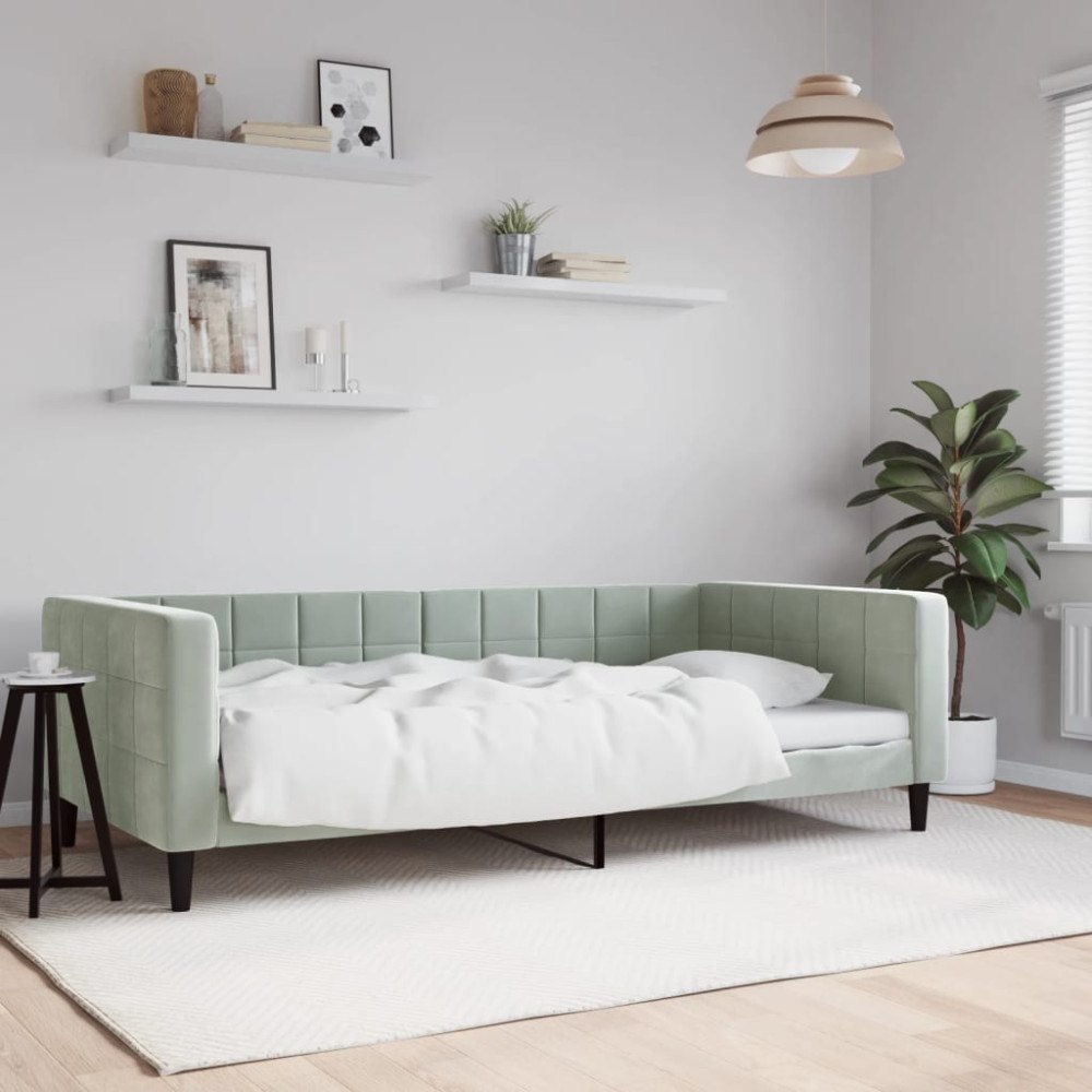 vidaXL Dagbädd ljusgrå 100x190 cm sammet