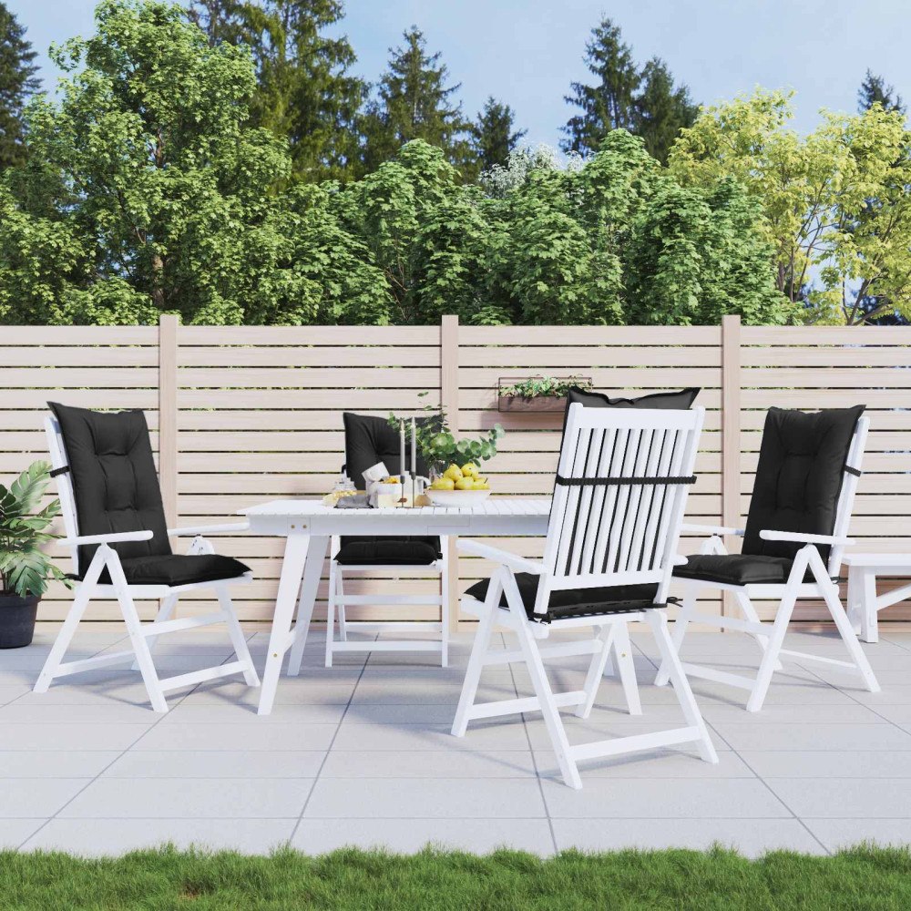 vidaXL Set med Hög Rygghörn Kuddar 4 pcs Melange svart 120 x 50 x 7 cm