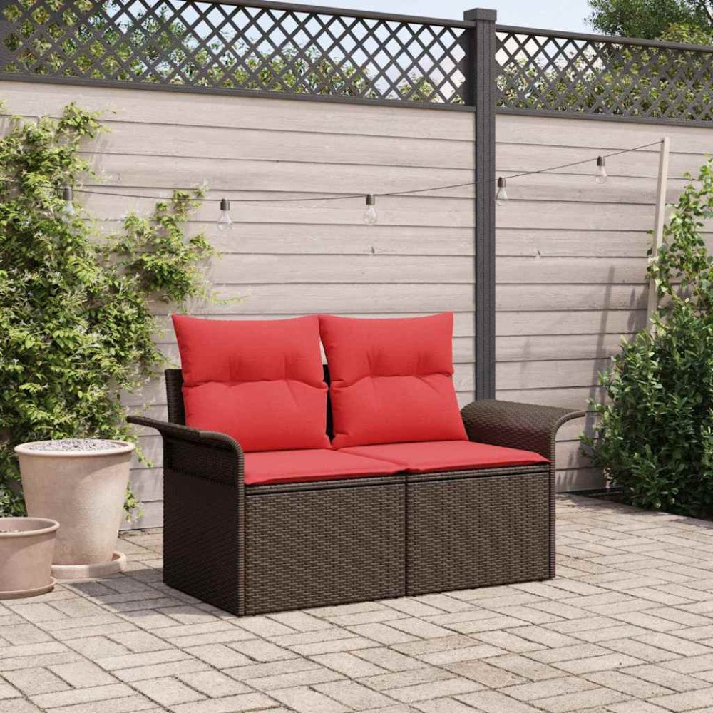 vidaXL Trädgårdsoffa med kudde 141 x 62 x 69 cm konstrotting