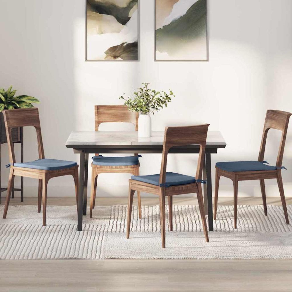 vidaXL Sittkuddar 4 pcs Blå 40 x 40 x 3 cm Kordread tyg