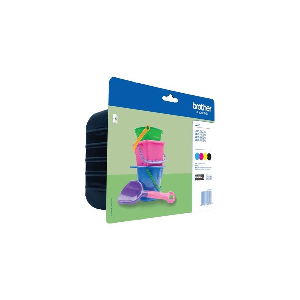 Brother Brother LC221 Value Pack - 4-pack - svart, gul, cyan, magenta - original - bläckpatron