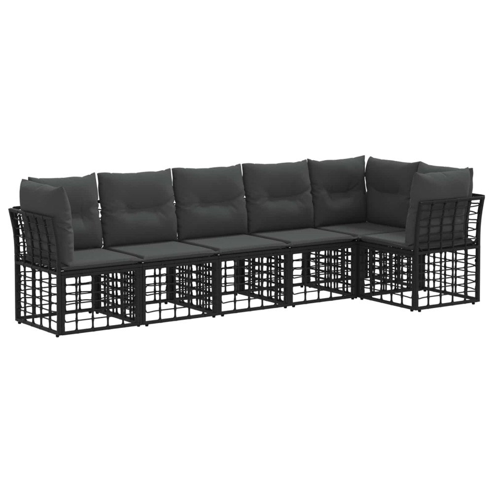 vidaXL Trädgårdsoffset 6 pcs Svart konstrotting