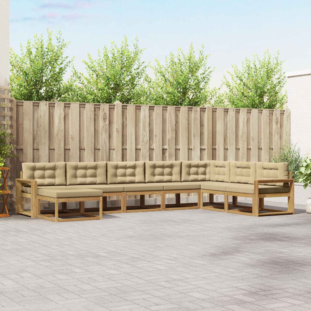 vidaXL Utomhussoffset 8 pcs Vit och Beige