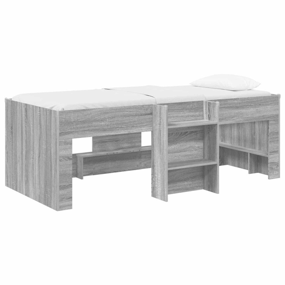 vidaXL Barns hög sängram 2 pcs Grå Sonoma 203 x 101,1 x 68,5 cm