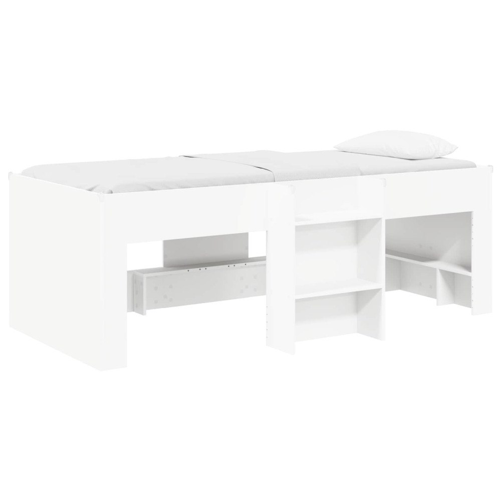 vidaXL Barns hög sängram 2 pcs Vit 90 x 200 cm Konstruerat trä