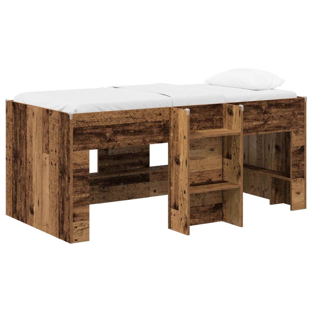 vidaXL Barns hög sängram 2 pcs Gammalt trä 163 x 101,1 x 68,5 cm
